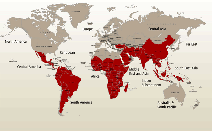 Malarial zones